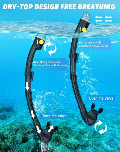 معدات الغطس للبالغين، مجموعة قناع الغطس برؤية بانورامية 180 درجة، 100% من السيليكون الآمن غذائيًا المضاد للضباب ومضاد للتسرب، قناع غوص علوي جاف للغطس والسباحة والغوص in Kuwait