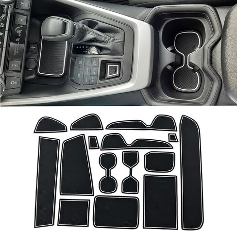 Liner Mats Compatible with Toyota RAV4 2019-2024 2025 RAV 4 Prime 2021-2025 Accessories Custom Fit Cup Holder Liner Door Pocket Center Console Anti Dust Insert Pads 15 Pcs Set Black Trim in Kuwait