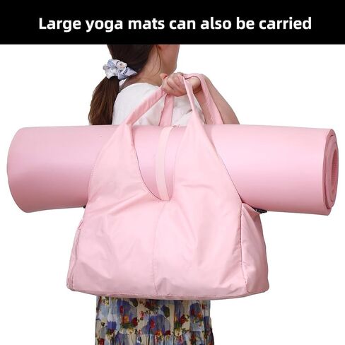 Large Gym Duffle Bag with Yoga Mat Buckle, Waterproof Weekender, Carry On Tote for Women Pink in Saudi Arabia