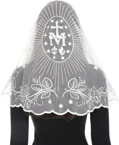 Bozidol Mantilla حجاب للكنيسة الكاثوليكية ، د شكل ماريان كروس كنيسة صغيرة الحجاب ، أغطية رأس الصلاة اللاتينية للنساء in Kuwait