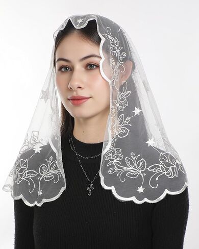 Bozidol Mantilla حجاب للكنيسة الكاثوليكية ، د شكل ماريان كروس كنيسة صغيرة الحجاب ، أغطية رأس الصلاة اللاتينية للنساء in Kuwait