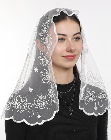 Bozidol Mantilla حجاب للكنيسة الكاثوليكية ، د شكل ماريان كروس كنيسة صغيرة الحجاب ، أغطية رأس الصلاة اللاتينية للنساء in Kuwait