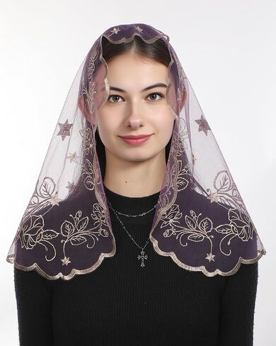 Bozidol Mantilla حجاب للكنيسة الكاثوليكية ، د شكل ماريان كروس كنيسة صغيرة الحجاب ، أغطية رأس الصلاة اللاتينية للنساء in Kuwait