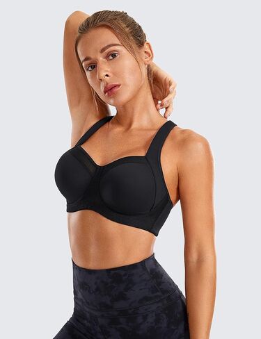 SYROKAN High Impact Sports Bras for Women High Support No Uniboob Underwire Adjustable Cross Back Bra in Saudi Arabia