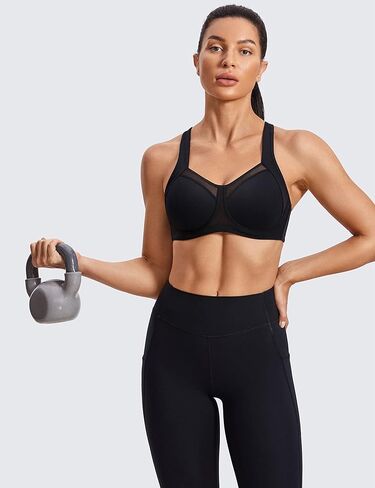 SYROKAN High Impact Sports Bras for Women High Support No Uniboob Underwire Adjustable Cross Back Bra in Saudi Arabia