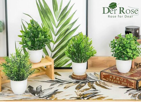 Der Rose 4 Pack Fake Plants Small Artificial Faux Potted Plants for Living Room Home Office Farmhouse Bathroom Kitchen Decor Indoor in Saudi Arabia