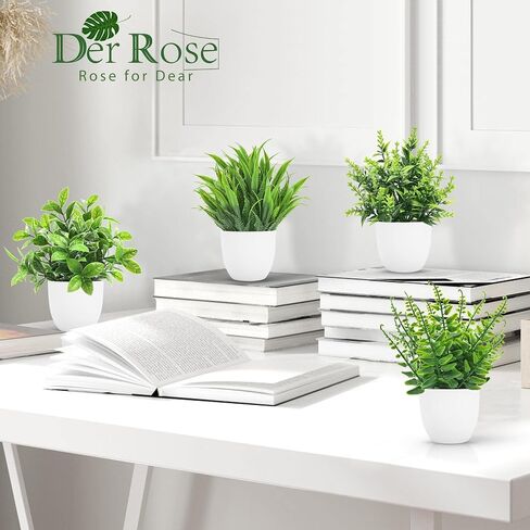 Der Rose 4 Pack Fake Plants Small Artificial Faux Potted Plants for Living Room Home Office Farmhouse Bathroom Kitchen Decor Indoor in Saudi Arabia