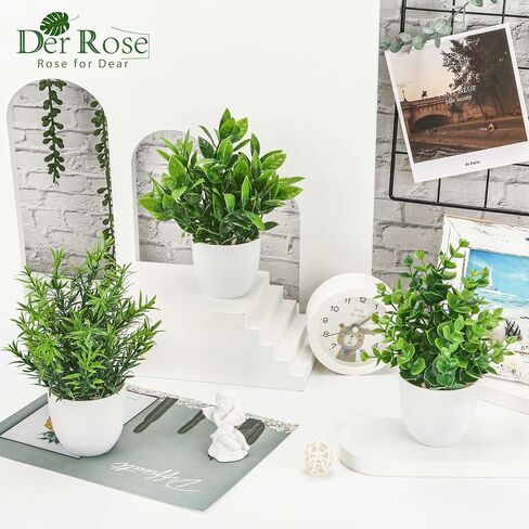 Der Rose 4 Pack Fake Plants Small Artificial Faux Potted Plants for Living Room Home Office Farmhouse Bathroom Kitchen Decor Indoor in Saudi Arabia