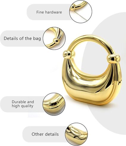 Acrylic Evening Clutch Purse for Women, Metallic Purse Evening Handbags Moon Hobo Bag, Gold Purse for Wedding Party Prom in Kuwait