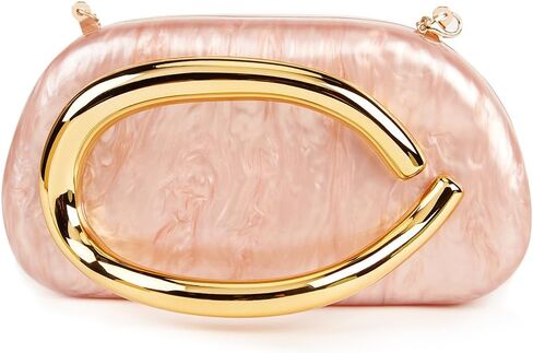 Women Acrylic Clutch Purse Metal Handle Evening Bag Trendy Box Shoulder Crossbody Bag Handbag for Wedding Party Causal in Saudi Arabia