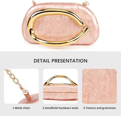 Women Acrylic Clutch Purse Metal Handle Evening Bag Trendy Box Shoulder Crossbody Bag Handbag for Wedding Party Causal in Saudi Arabia