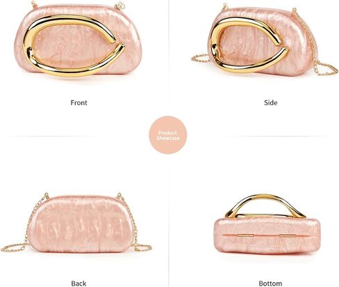 Women Acrylic Clutch Purse Metal Handle Evening Bag Trendy Box Shoulder Crossbody Bag Handbag for Wedding Party Causal in Saudi Arabia