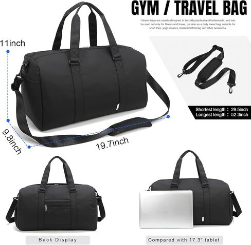 NOL NOL GAM GAM BAG للرجال والنساء مع مقصورات الأحذية والرطوبة ، جيوب متعددة | حزام كتف قابل للتعديل للرياضة والسفر واللياقة البدنية والتمرين واستخدام المستشفى ، الأسود in Kuwait