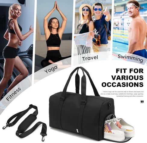 NOL NOL GAM GAM BAG للرجال والنساء مع مقصورات الأحذية والرطوبة ، جيوب متعددة | حزام كتف قابل للتعديل للرياضة والسفر واللياقة البدنية والتمرين واستخدام المستشفى ، الأسود in Kuwait
