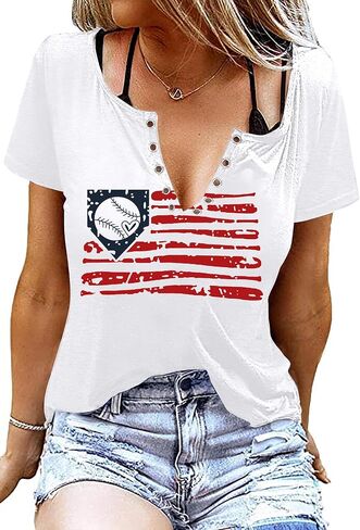 LAZYCHILD Baseball Shirts for Women: Baseball Mom T-Shirt Game Day Gifts Baseball V Neck Tee Tops in Saudi Arabia