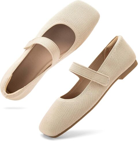 Wide Toe Box Flats Women Comfort Slip On Ballet Shoes Mary Jane Dressy Knit Flats with Adjustable Straps Washable Casual Office in Saudi Arabia