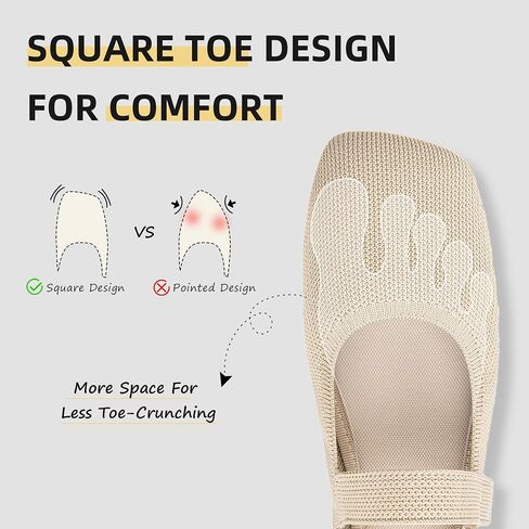 Wide Toe Box Flats Women Comfort Slip On Ballet Shoes Mary Jane Dressy Knit Flats with Adjustable Straps Washable Casual Office in Saudi Arabia