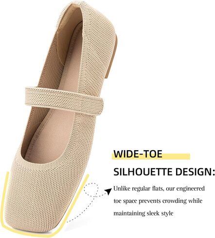 Wide Toe Box Flats Women Comfort Slip On Ballet Shoes Mary Jane Dressy Knit Flats with Adjustable Straps Washable Casual Office in Saudi Arabia