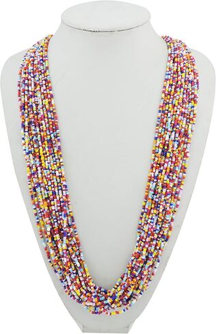 Bocar Long Multiple Strand Handmade Beaded Statement 33" Necklace for Women (NK-10235) in Saudi Arabia