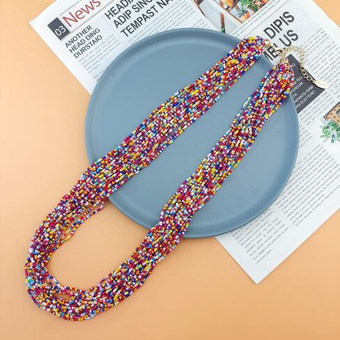 Bocar Long Multiple Strand Handmade Beaded Statement 33" Necklace for Women (NK-10235) in Saudi Arabia