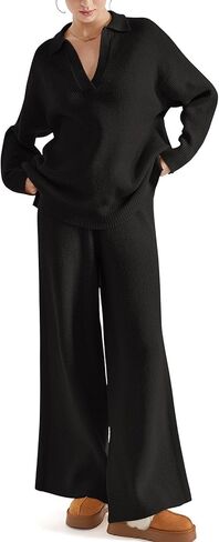 SUUKSESS Women 2 piece Fall outfits Matching Lounge Set Waffle Knit Sweater sets in Saudi Arabia