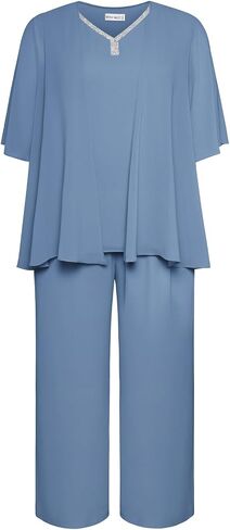 Hanna Nikole Pant Suits for Women Dressy Mother of The Bride 3 Piece Sets Wedding Chiffon Guest Outfit in Saudi Arabia