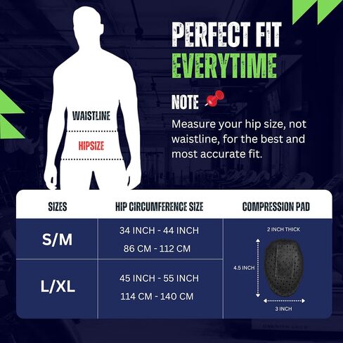 Everyday Medical Inguinal Hernia Belt for Men & Women - Post Surgery Groin Hernia Truss for Left/Right Side, Adjustable Inguinal Hernia Support Belt w/Compression Pad - Black, S/M in Kuwait
