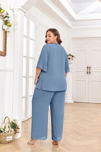 Hanna Nikole Pant Suits for Women Dressy Mother of The Bride 3 Piece Sets Wedding Chiffon Guest Outfit in Saudi Arabia