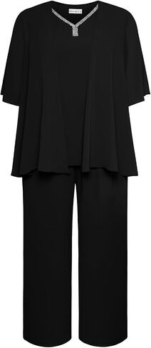 Hanna Nikole Pant Suits for Women Dressy Mother of The Bride 3 Piece Sets Wedding Chiffon Guest Outfit in Saudi Arabia