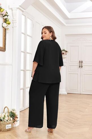 Hanna Nikole Pant Suits for Women Dressy Mother of The Bride 3 Piece Sets Wedding Chiffon Guest Outfit in Saudi Arabia