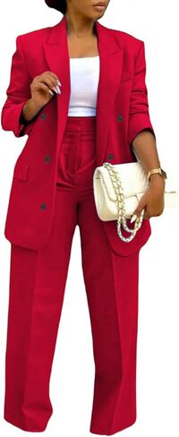 بدلات Vakkest Pant للنساء الأنيقة 2 قطعة تجارية السترات السترة عارضة ومكتب عمل عريض الساق مجموعة in Saudi Arabia