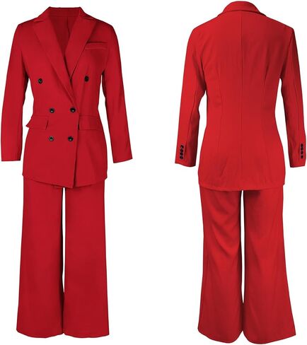 بدلات Vakkest Pant للنساء الأنيقة 2 قطعة تجارية السترات السترة عارضة ومكتب عمل عريض الساق مجموعة in Saudi Arabia