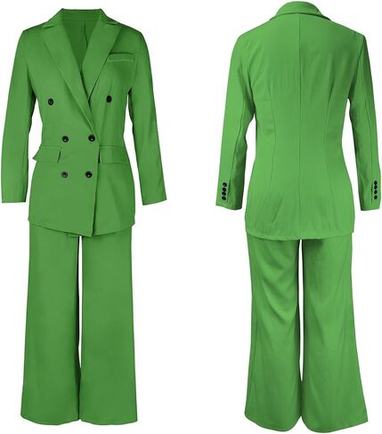بدلات Vakkest Pant للنساء الأنيقة 2 قطعة تجارية السترات السترة عارضة ومكتب عمل عريض الساق مجموعة in Saudi Arabia