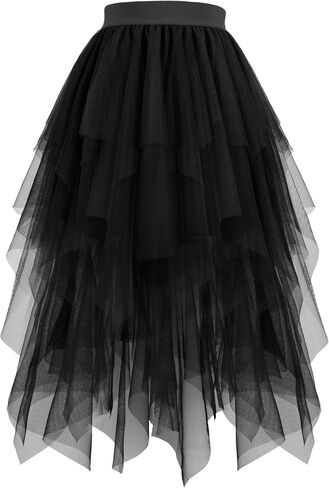 تنانير Tulle للسيدات من Hanpceirs Tulle Tulle ذات الطبقات المنخفضة ذات الطبقات A-LINE SKIRT توتو غير منتظم للنساء in Kuwait