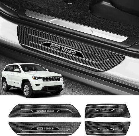 ZZEQYG 4 Pcs Stainless Steel Door Sill Protector Compatible with Jeep Grand Cherokee(Not for L Model) 2011-2021 Accessories Door Sill Guards Trim (Black Brushed) in Saudi Arabia