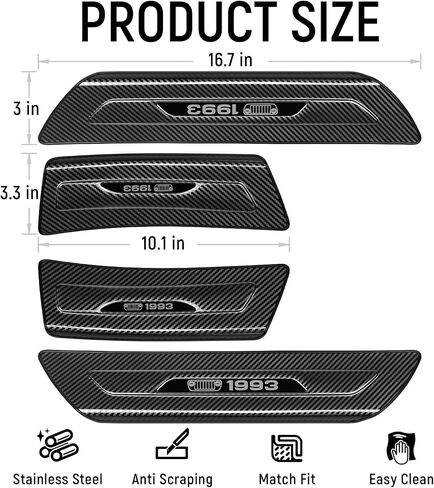 ZZEQYG 4 Pcs Stainless Steel Door Sill Protector Compatible with Jeep Grand Cherokee(Not for L Model) 2011-2021 Accessories Door Sill Guards Trim (Black Brushed) in Saudi Arabia