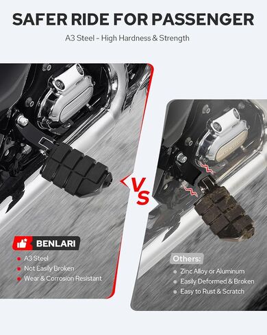 Benlari Passenger Foot Pegs, Passenger Mini Footboard Footpegs Fit for Harley Davidson Touring Road King Electra Glide Road Glide Street Glide 1993-2025 (Black) in Saudi Arabia