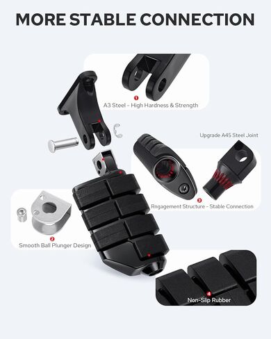 Benlari Passenger Foot Pegs, Passenger Mini Footboard Footpegs Fit for Harley Davidson Touring Road King Electra Glide Road Glide Street Glide 1993-2025 (Black) in Saudi Arabia
