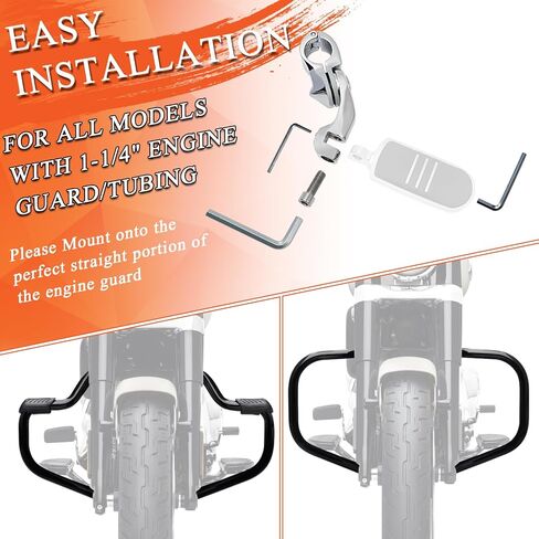 FovPlue 1.25 "Footpegs Mount Kit ، 1-1/4" محرك واقي الطريق السريع PEG مجموعة من Harley Touring Softail Dyna Sportster Honda Kawasaki Suzuki Yamaha Indian Victory W/32mm Tubing ، Gloss Black in Kuwait
