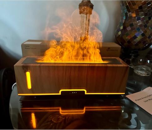 Diffuserlove Flame Diffuser Humidifier Essential Oil Diffusers 200ml Desk Aroma Diffusers for Home Office Cool Fire Air Diffuser (Size:9.8" L x 2.67" W x 3.5" H) in Kuwait