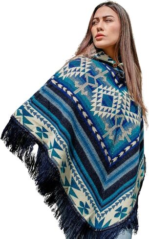 Ponchos for Women, Alpaca Wool, Ponchos Adult, Poncho Sweater Women, Womens Poncho, Blue shawls and wraps in Kuwait