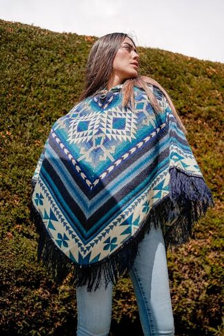 Ponchos for Women, Alpaca Wool, Ponchos Adult, Poncho Sweater Women, Womens Poncho, Blue shawls and wraps in Kuwait