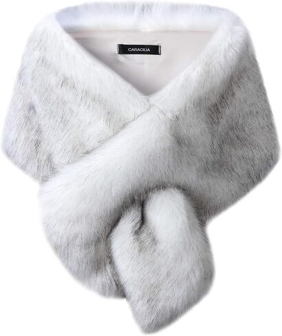 Caracilia Women Luxury Faux Fur Coat Jackets Wrap Cape Shawl for Wedding Party in Saudi Arabia
