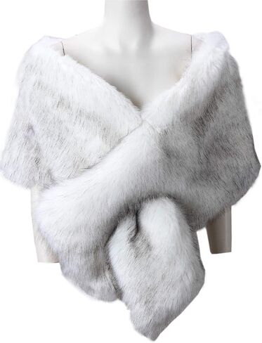 Caracilia Women Luxury Faux Fur Coat Jackets Wrap Cape Shawl for Wedding Party in Saudi Arabia