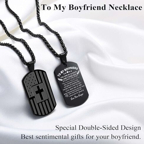 To My Son Husband Boyfriend American Flag Cross Necklace Dog Tag Pendant Chain Easter Valentines Fathers Day Christmas Birthday Graduation Thanksgiving Christian Religious Gifts for Boys Men Him in Kuwait