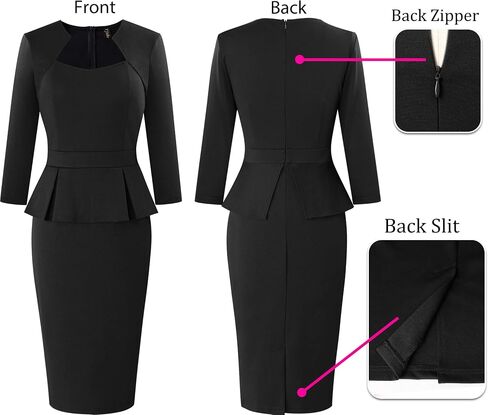 VFSHOW Womens 2024 Square Neck Peplum Work Business Office Slim Pencil Sheath Dress in Saudi Arabia