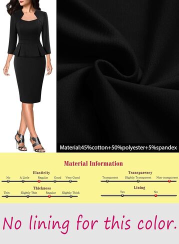 VFSHOW Womens 2024 Square Neck Peplum Work Business Office Slim Pencil Sheath Dress in Saudi Arabia
