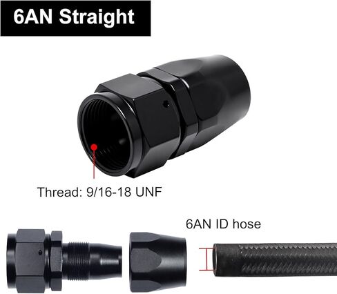 10AN Hose End Fitting Straight Swivel for CPE Braided Hose Black 4PCS in Saudi Arabia