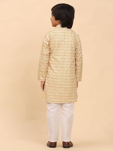 Cotton Regular Fit Sequence Printed Work Kurta for Boys | Traditional Indian Festive Kurta (S-278) in Saudi Arabia