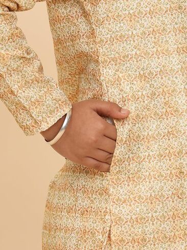 Cotton Regular Fit Sequence Printed Work Kurta for Boys | Traditional Indian Festive Kurta (S-278) in Saudi Arabia